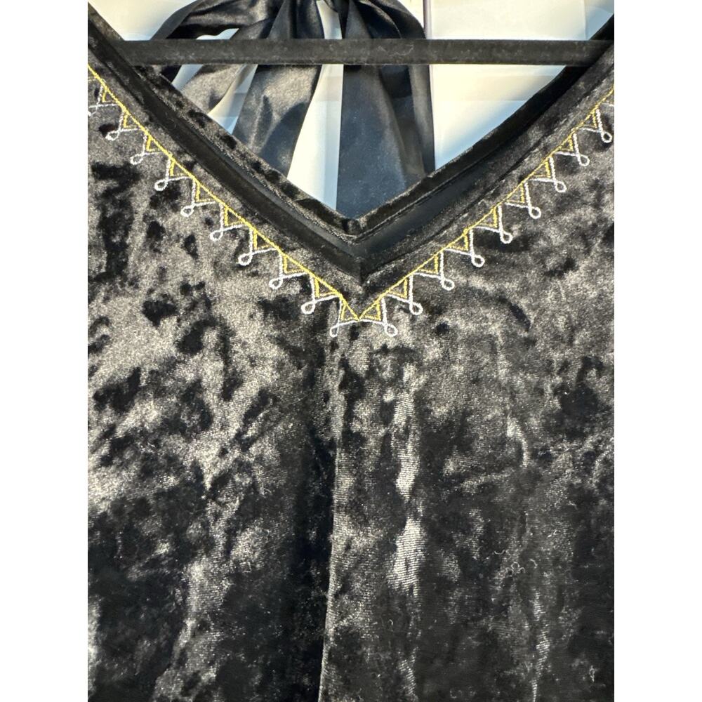 ADIVA Womens Crushed Velvet Boho Top XL Black - Picture 2 of 6